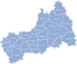Kort over oblastens rajoner