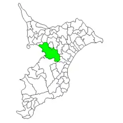 Chibas beliggenhed i Chiba-præfekturet.