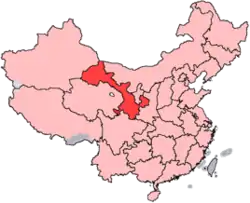 Gansu er vist på kortet
