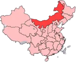 Indre Mongoliet er vist på kortet