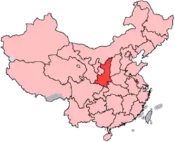 Shaanxi er vist på kortet