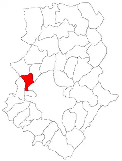 Kommunens beliggenhed i distriktet Ilfov