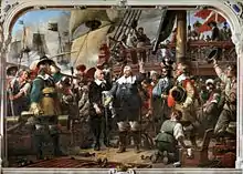 Wilhelm Marstrands fresko Christian IV på "Trefoldigheden" i søslaget på Kolberger Heide (1865) i Christian 4.'s kapel i Roskilde Domkirke.