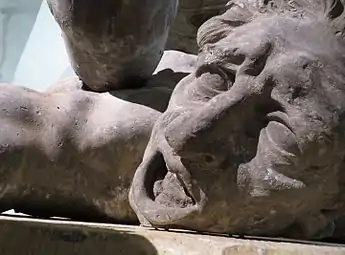 Detalje fra Lamoureux' originale statue af Christian V