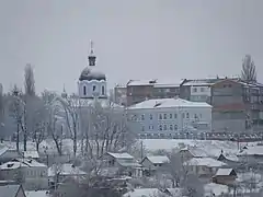 Vinterbillede af kirke i Horodok.