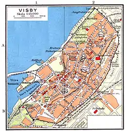 Kort over Visby fra 1928