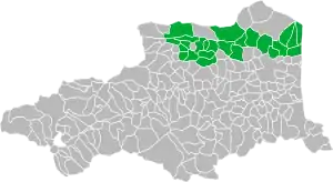 Kommuner i Pyrénées-Orientales som Agly løber igennem.