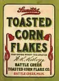 Den første cornflakespakke fra 1906, året hvor Kellogg's blev grundlagt