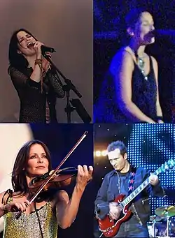 Medlemmerne af The Corrs, med uret øverst tv.: Andrea, Caroline, Jim og Sharon Corr