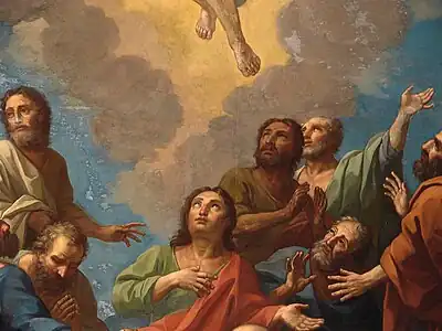 Detalje fra himmelfartsbillede. Aaltertavlen i Helligaandskirken, København