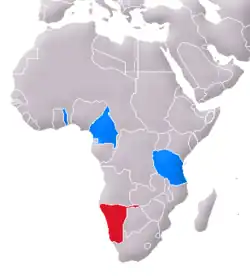 Sydvestafrikas placering