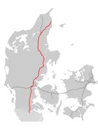 E45 i Danmarks forløb