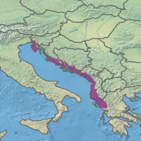 Kort der viser placeringen af Illyriske løvskove