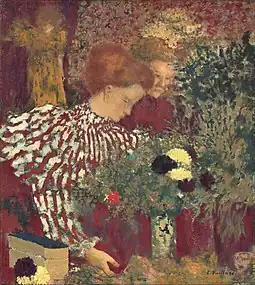 Édouard Vuillard: 'Kvinde i stribet kjole', Woman in a Striped Dress, 1895