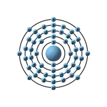 Elektroner i hver skal: 2, 8, 18, 18, 8. Klik for større billede.