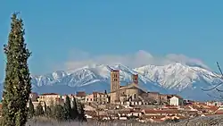 Elne med Pyrenæerne i baggrunden