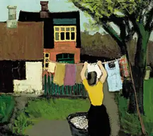 Ung kvinde med vasketøj