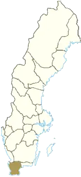 Kort over Skåne i Sverige