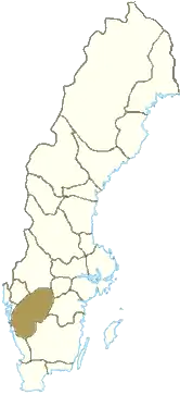 Kort over Västergötland i Sverige