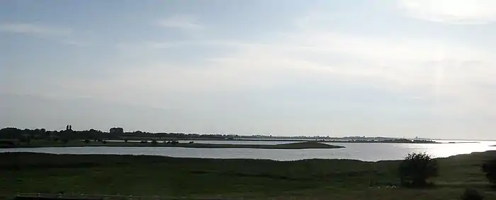 Fanefjord set fra Fanefjord Kirke, ved østenden af fjorden
