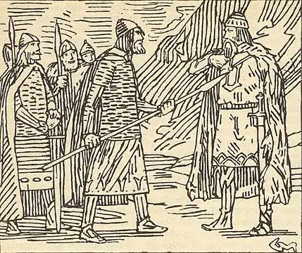 Gerhard Munthes illustrationer til Snorres heimskringla. Her fra sagaen om Olav den hellige