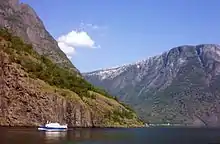 Færge på Nærøyfjorden