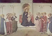 Maestà, den tronende Jomfru Maria med Jesusbarnet af Fra Angelico - Freskocyklus i dominikanerklostret San Marco i Firenze