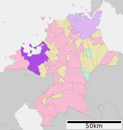 Fukuokas beliggenhed i Fukuoka-præfekturet
