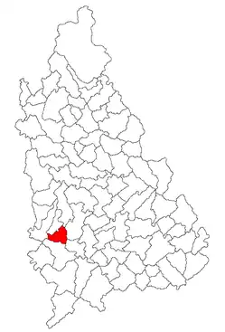 Kommunens beliggenhed i distriktet Dâmbovița