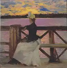 Marie Gallén på Kuhmoniemibroen, 1890