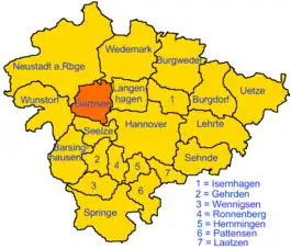Garbsens beliggenhed i Region Hannover
