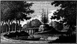 C.C.L. Hirschfelds Theorie der Gardenkunst var inspiration ved omlægningerne. -Af Johann Heinrich Brandt o. 1779