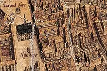 Udsnit af Geddes eleverede kort over København, 1761