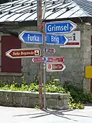 Skilt i byen Gletsch