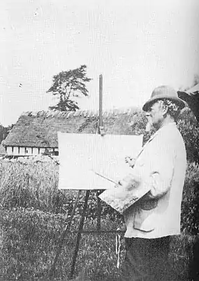 Ved staffeliet i Skanør, før 1920. I baggrunden "Borgmästaregården"