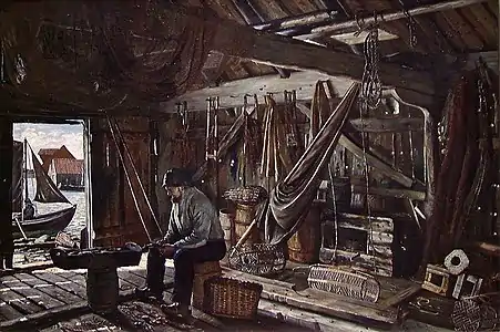 I fiskernaustet, 1881 (nøst, bådhus)