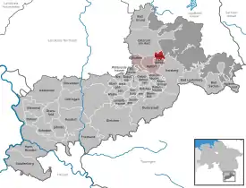 Lage der Gemeinde Hörden am Harz im Landkreis Göttingen (anklickbare Karte)