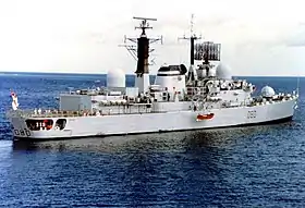 HMS Sheffield i Diego Garcia i 1982