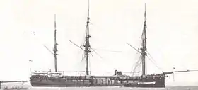 HMS Zealous med sænket skorsten