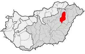 Kort der viser placeringen af Hortobágy Nationalpark