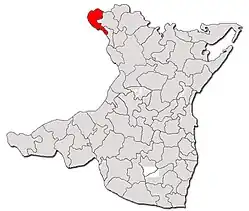 Kommunens beliggenhed i distriktet Constanța