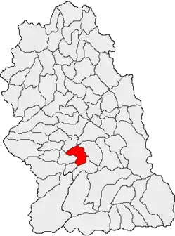Kommunens beliggenhed i distriktet Hunedoara