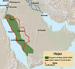 Kongeriget Hijaz' placering