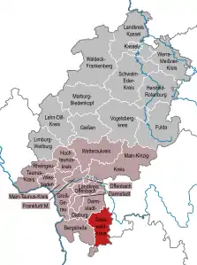 Imagemap med landkreise i Hessen