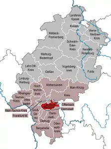 Imagemap med landkreise i Hessen