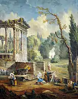 Landskab med tempelruin af Robert