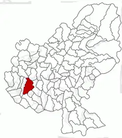 Kommunens beliggenhed i distriktet Mureș
