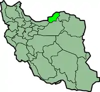 Kort over Iran med Golestan markeret
