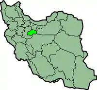 Kort over Iran med Qom markeret
