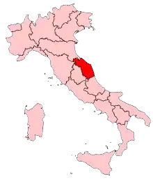 Marches placering i Italien